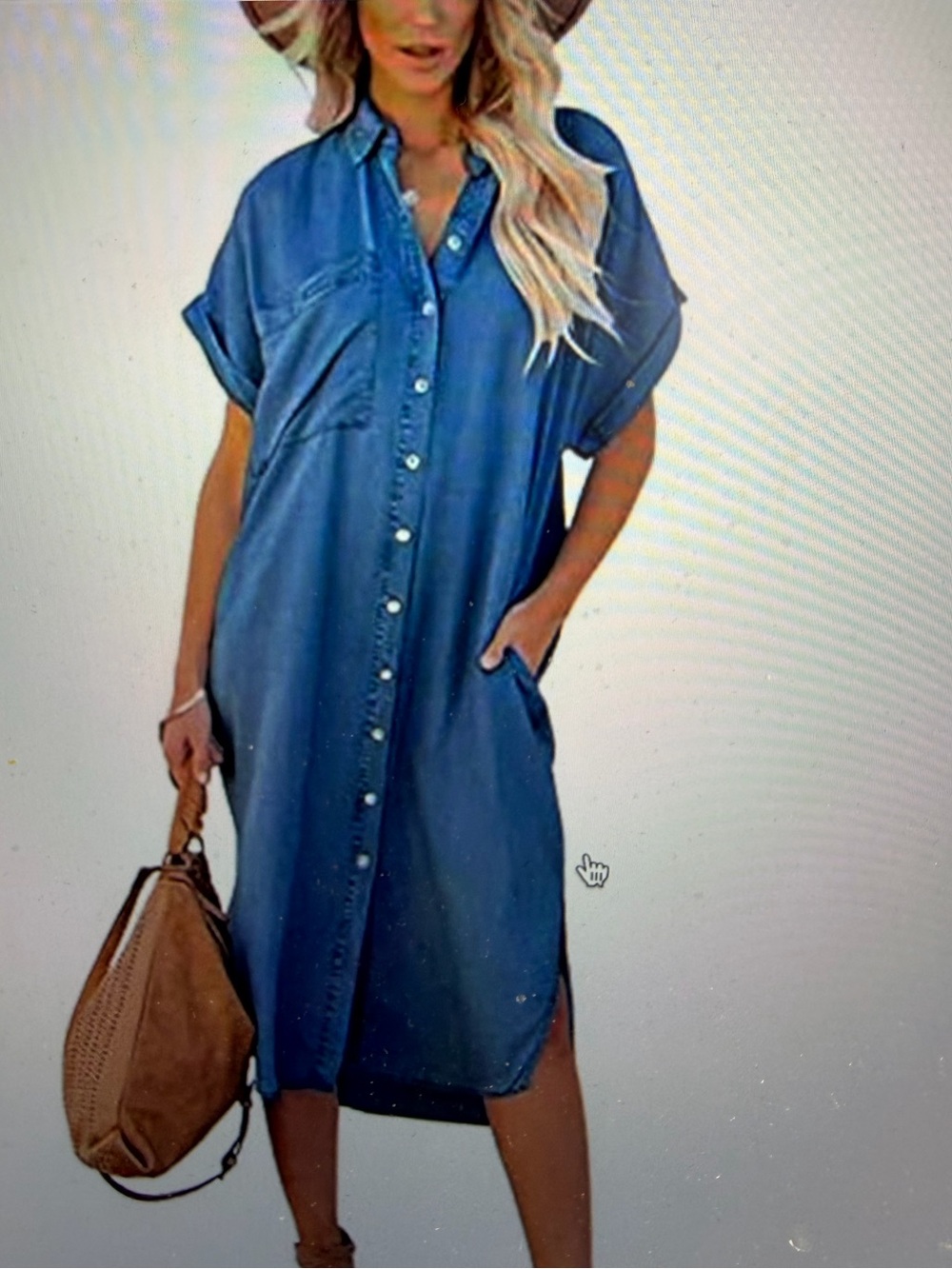 Denim Button Down Shirt Dress with Pickets - NWT - Size XXL